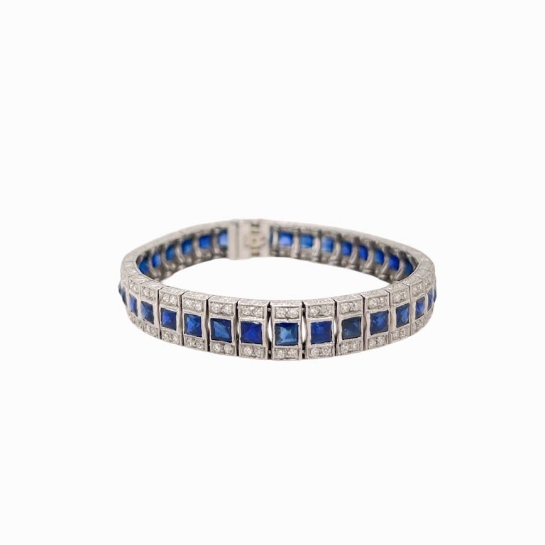 Appraisal: Orianne Sapphire and Diamond Bracelet METAL K white gold GEMSTONE