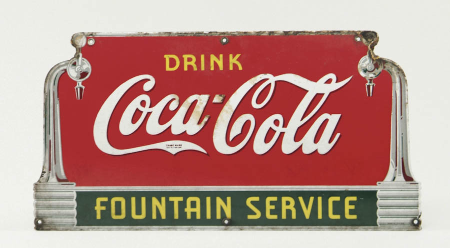 Appraisal: COCA-COLA FOUNTAIN SERVICE PORCELAIN SIGN This late s die cut