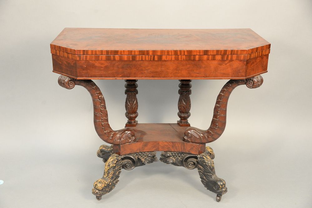 Appraisal: Federal Mahogany Games Table having shaped top supported by two