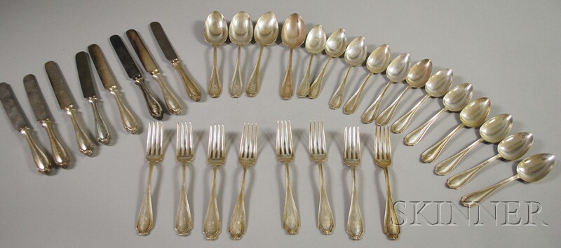 Appraisal: Thirty-two Whiting Stratford Sterling Silver Flatware Items monogrammed four serving