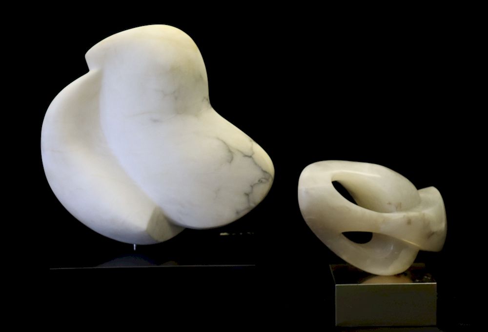 Appraisal: UNSIGNED Abstract Marble Sculptures Apparently unsigned and from a Kings