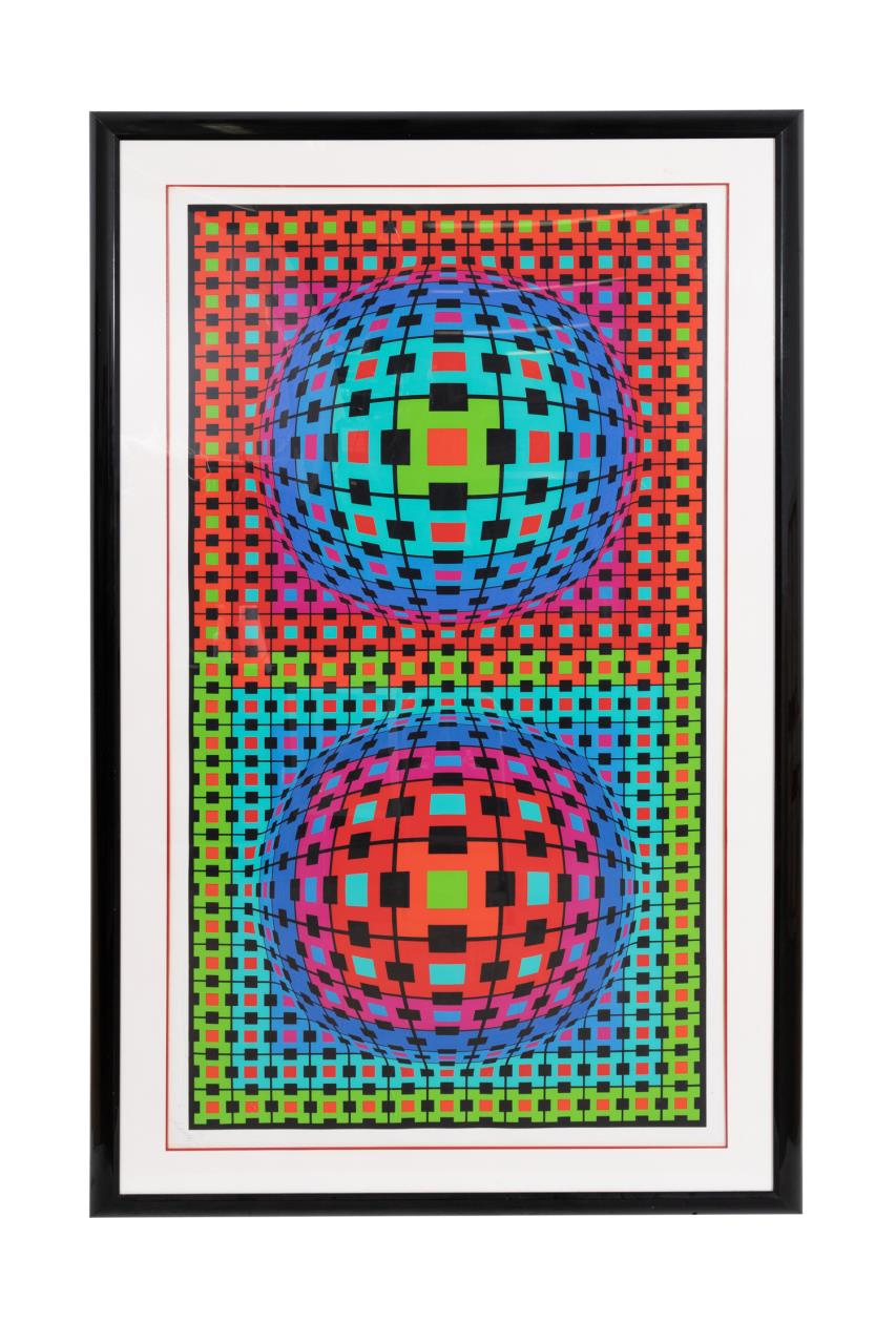 Appraisal: VICTOR VASARELY LARGE OP ART SERIGRAPH SIGNED Victor Vasarely Hungarian