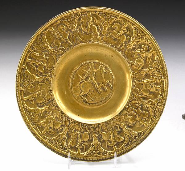 Appraisal: A German gilt bronze plate th century Centered by Ferdinand