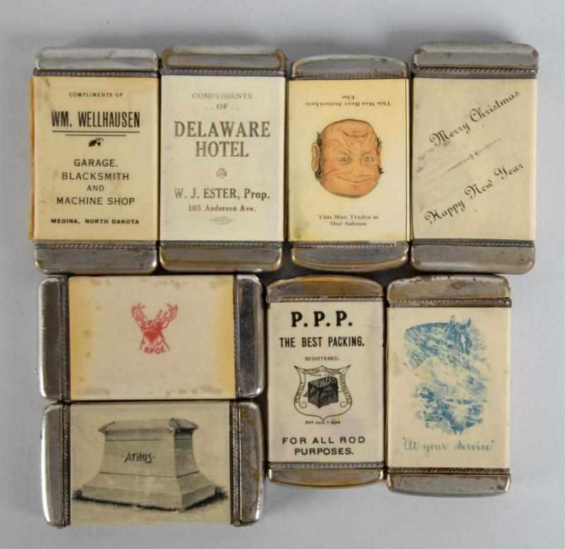 Appraisal: Lot of Assorted Celluloid Match Safes Description Includes one Delaware