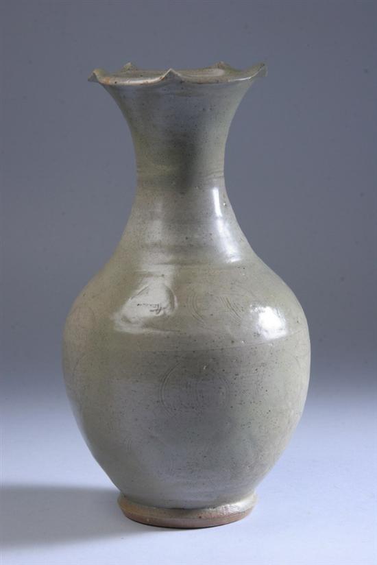 Appraisal: CHINESE CELADON PORCELAIN VASE Northern Song Dynasty Incised foliate decoration