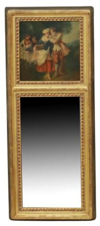 Appraisal: French giltwood trumeau mirror th c having molded frame with