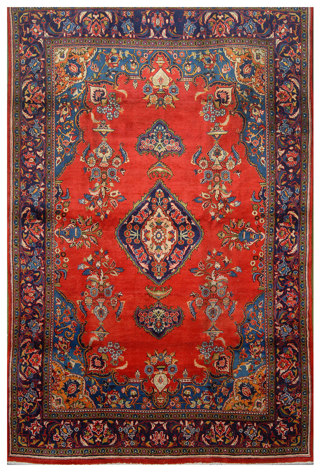 Appraisal: ORIENTAL RUG TABRIZ ' x ' Red field with central