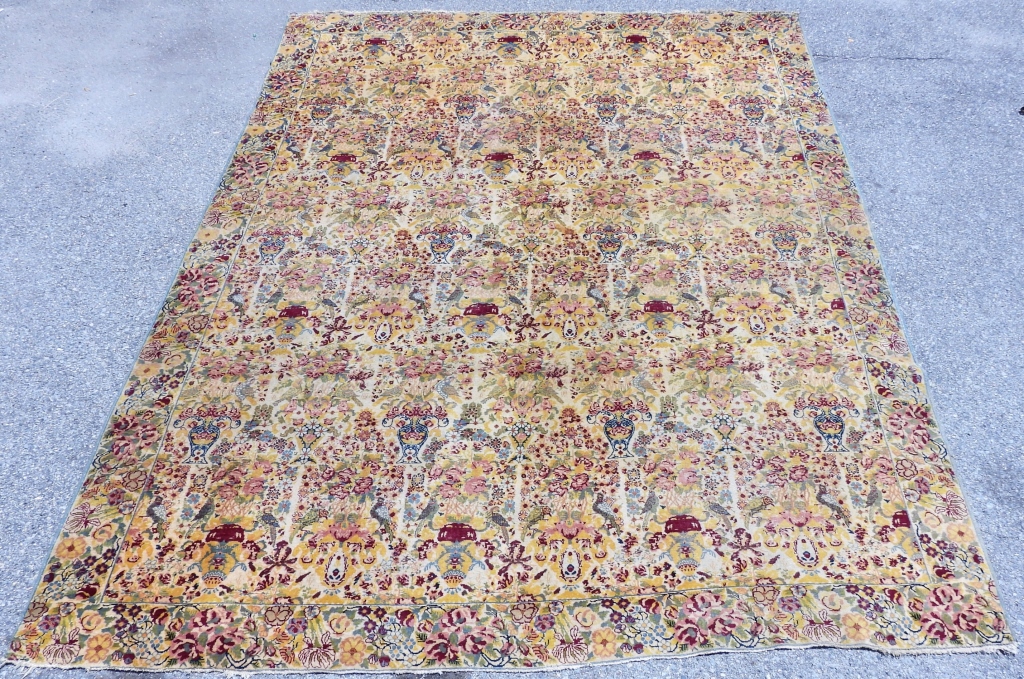 Appraisal: CHINESE PICTORIAL RUG China th CenturyPink red green yellow navy