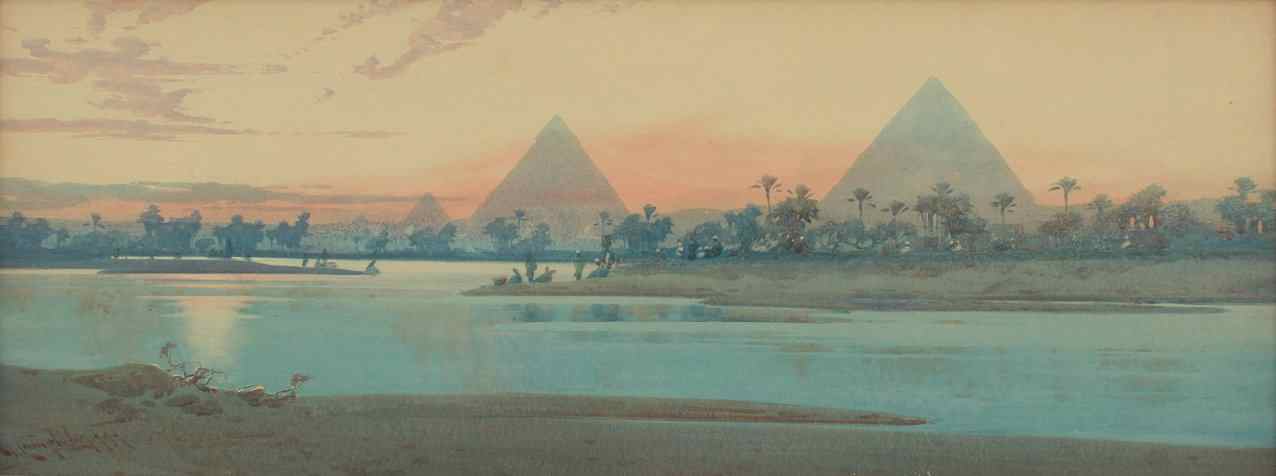 Appraisal: LAMPLOUGH Augustus Osborne British - The Pyramids near Giza at