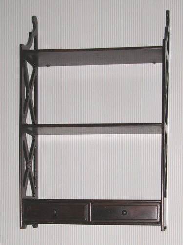 Appraisal: Mahogany Three-Tier Wall Shelf with Two Drawers circa Unknown x