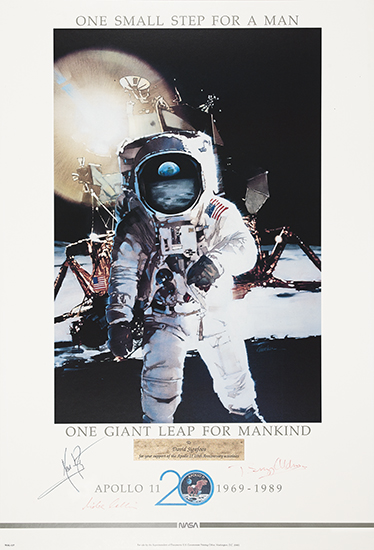 Appraisal: ASTRONAUTS Poster Signed by the three Apollo XI astronauts Neil