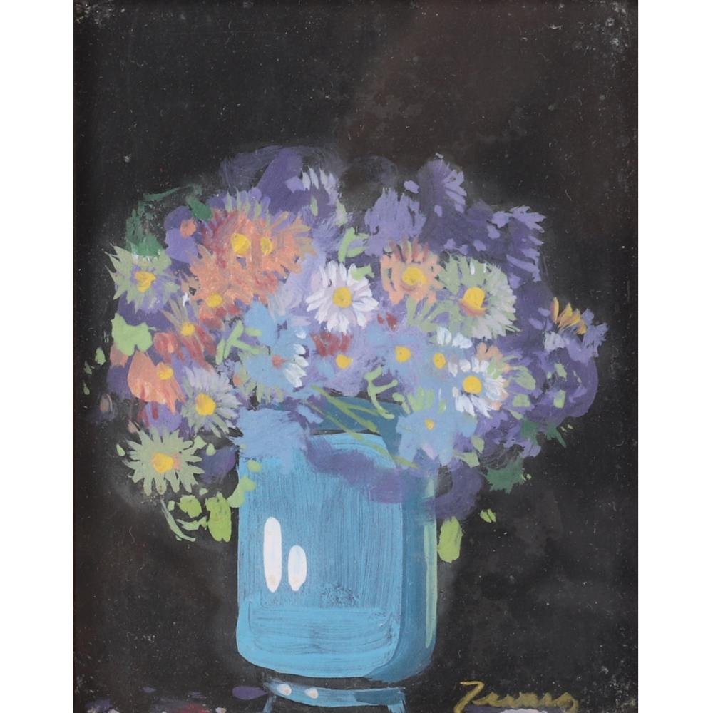 Appraisal: JOHN ZWARA INDIANA HUNGARY - FLOWERS IN VASE OIL ON