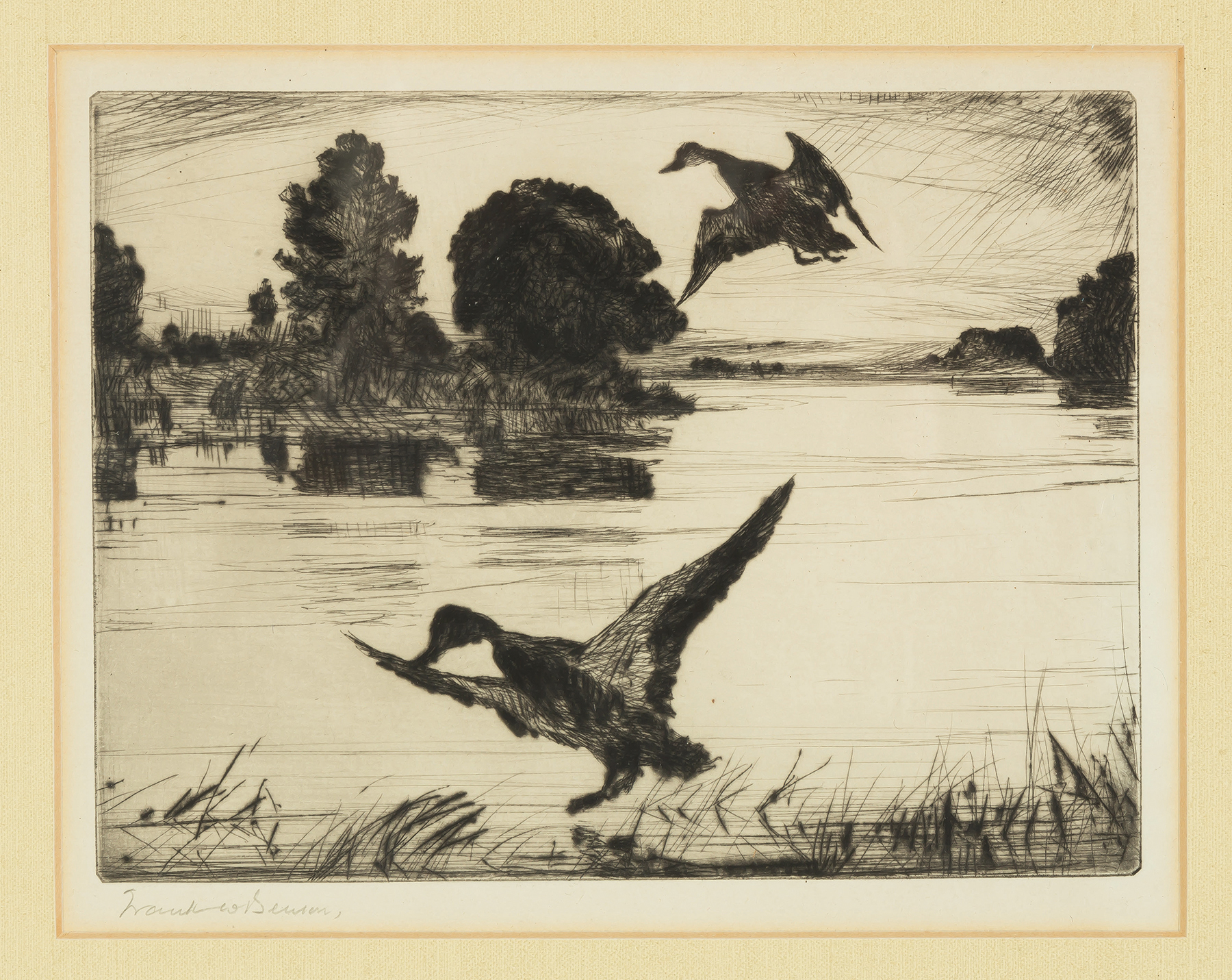 Appraisal: Frank W Benson American - Ducks Marsh Signed in pencil