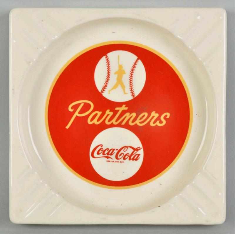 Appraisal: Ceramic Coca-Cola Partners Ashtray Description s Almost no wear noted