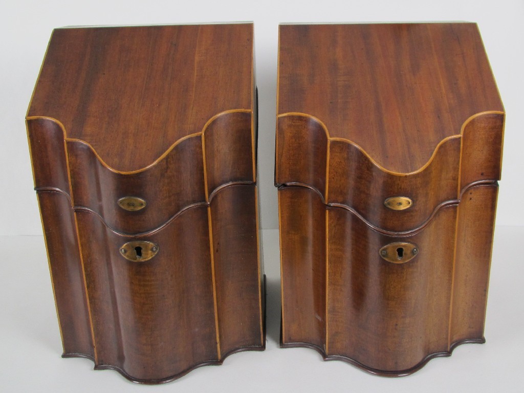 Appraisal: A pair of George III mahogany and line inlaid serpentine