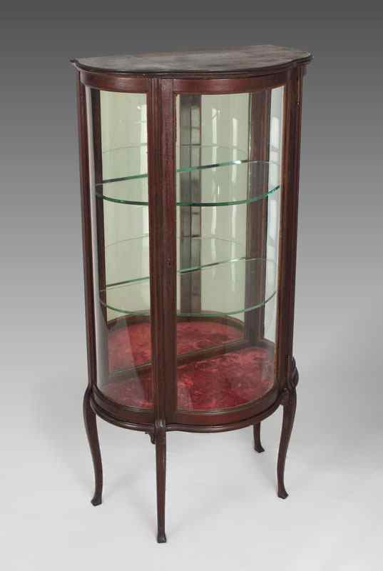 Appraisal: FRENCH STYLE CURIO DISPLAY CABINET Mirror back glass shelf interior