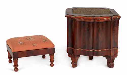 Appraisal: Victorian mahogany close stool h w together with a foot