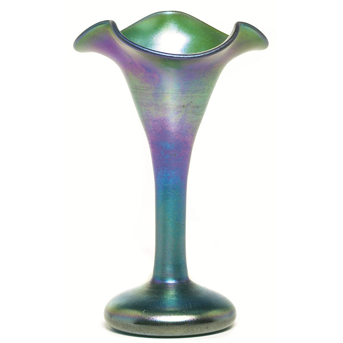 Appraisal: Steuben vase graceful and slender flaring form with a ruffled