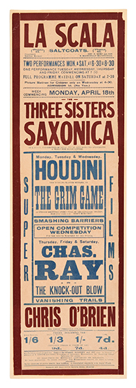 Appraisal: HOUDINI HARRY Houdini - The Grim Game Theatre broadside advertising