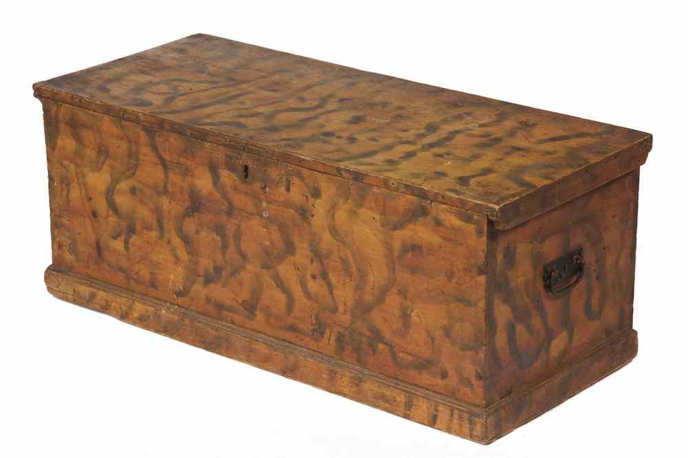 Appraisal: MAINE SMOKE DECORATED TRUNK - Early th c Maine Six-Plank