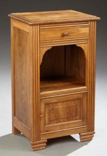 Appraisal: French Art Deco Carved Walnut Nightstand early French Art Deco