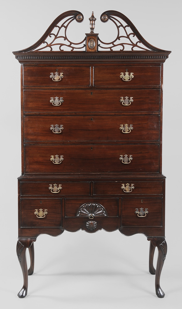 Appraisal: Chippendale Style Mahogany High Chest British some elements th century