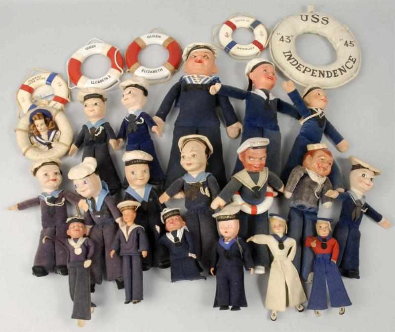 Appraisal: Lot of Sailor Dolls Other Related Items Description Includes a