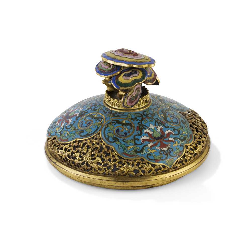 Appraisal: CLOISONN ENAMEL CENSER COVER QING DYNASTY TH CENTURY the domed