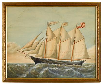 Appraisal: American School th centuryportrait of the schooner ann j trainer