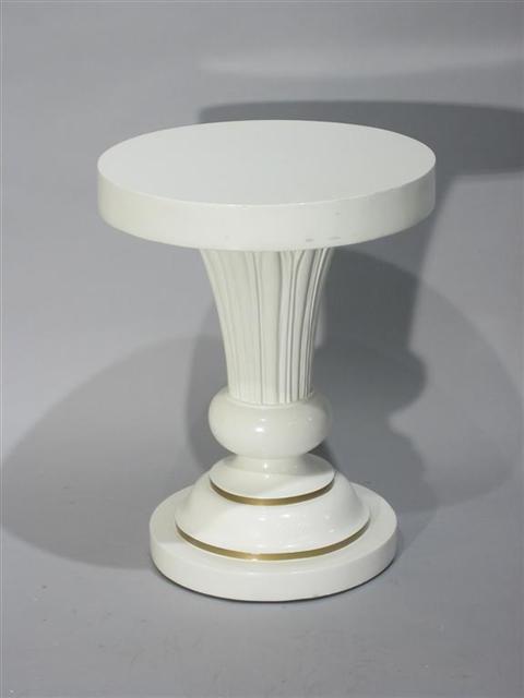 Appraisal: DOROTHY DRAPER WHITE GOLD END TABLE Painted white round top