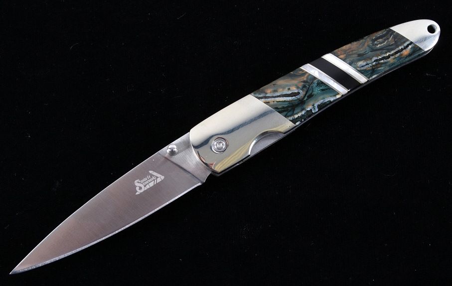 Appraisal: Wooly Mammoth Tooth Jet Custom Knife This is an original