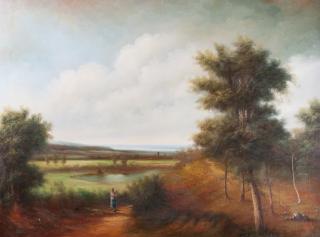 Appraisal: Debray Oil on Canvas Landscape Painting Debray oil on canvas