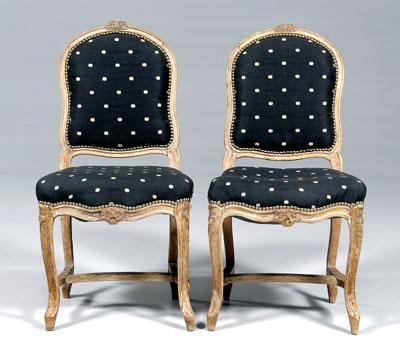 Appraisal: Pair Louis XV carved side chairs beechwood with floral carved