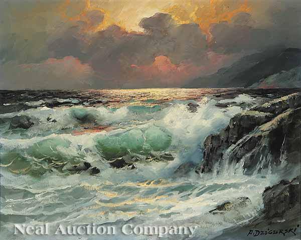 Appraisal: Alexander Dzigurski Yugoslavian American California - Sunset over the Pacific