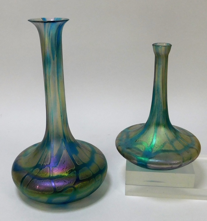 Appraisal: PC KRALIK IRIDIZED NET BOHEMIAN ART GLASS VASES Bohemia th