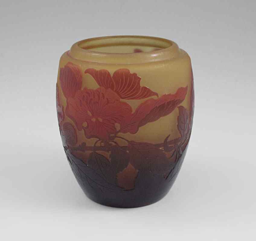 Appraisal: D'ARGENTAL LOUIS GLASSWORKS FRENCH CAMEO GLASS VASE Burgundy cut to