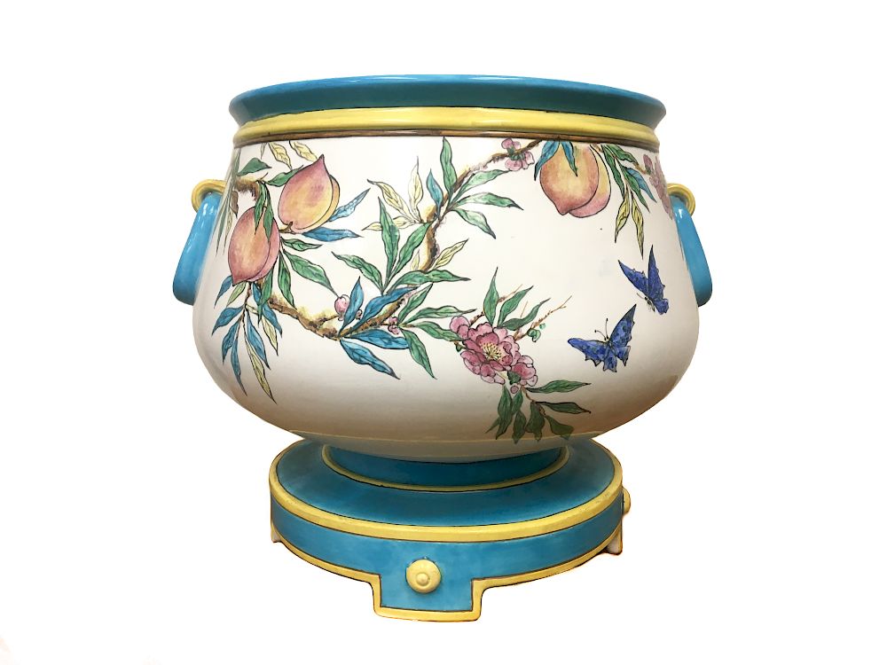 Appraisal: A Large Minton Planter on Stand A large English porcelain