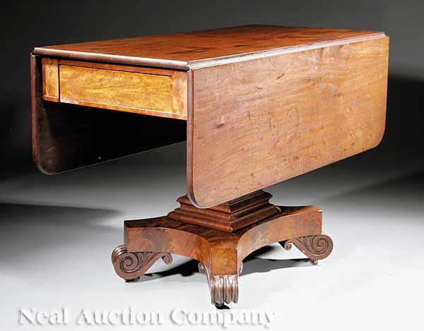 Appraisal: An American Classical Mahogany Drop-Leaf Breakfast Table c Boston frieze