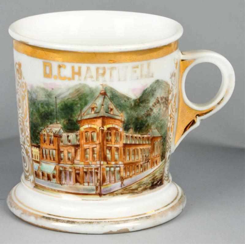 Appraisal: Large City Building on Corner Shaving Mug Gilded D C