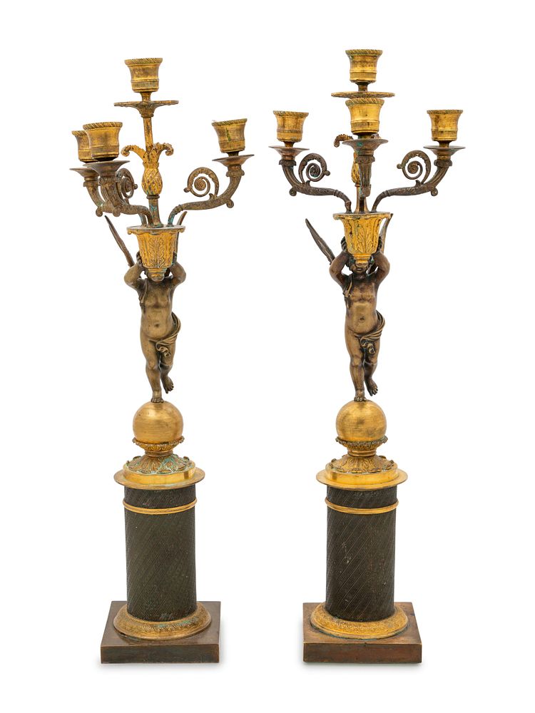 Appraisal: A Pair of Empire Style Gilt and Patinated Bronze Figural