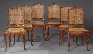 Appraisal: Set of Six French Louis XV Style Carved Cherry Din