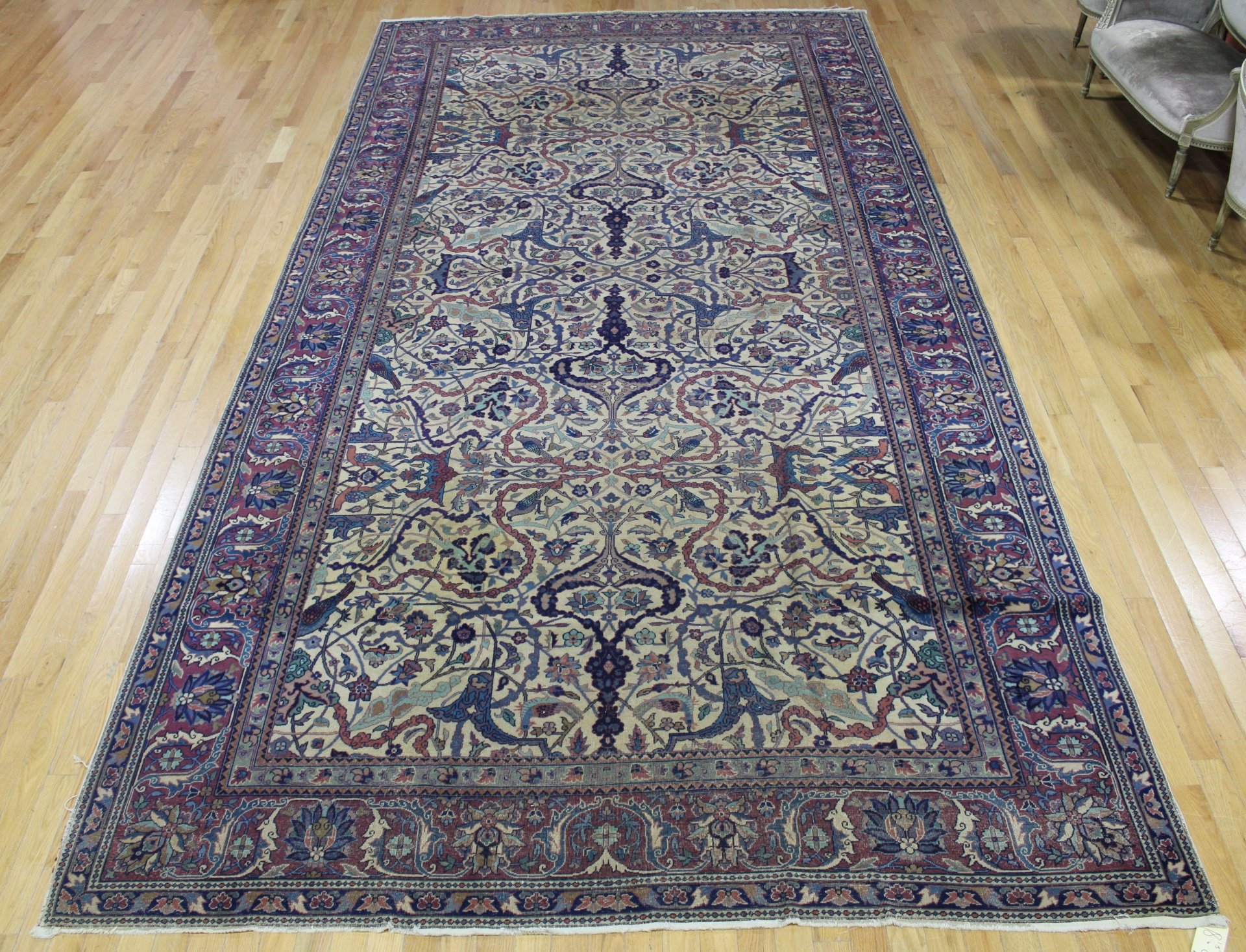 Appraisal: ANTIQUE AND FINELY HAND WOVEN CARPET Good size pattern and