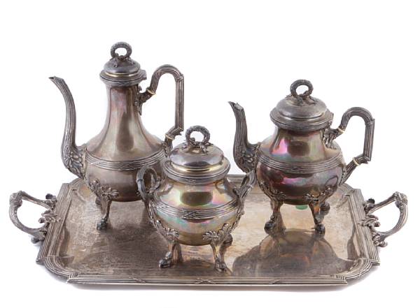 Appraisal: A French Empire style three piece tea and coffee set