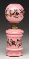 Appraisal: SCARCE MINI LAMP S - Pink cased glass with multi-colored