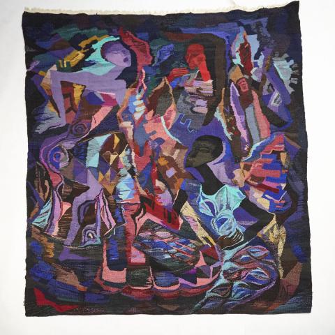 Appraisal: Contemporary Russian Textile th century abstract figures worked in bright