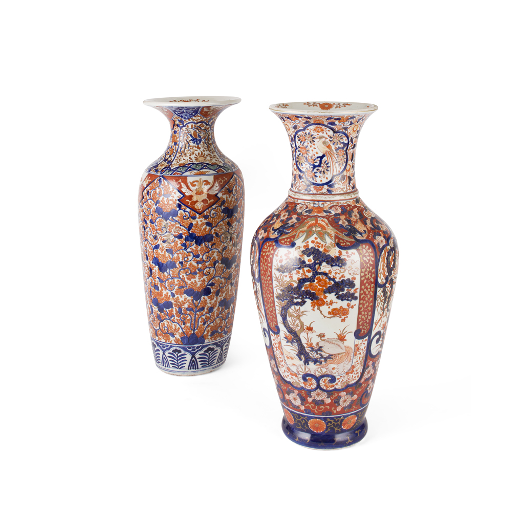 Appraisal: TWO JAPANESE IMARI PORCELAIN VASES MEIJI PERIOD the first of