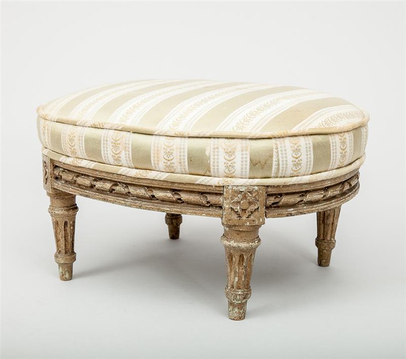 Appraisal: Louis XVI Style Carved and Painted Tabouret x in Provenance