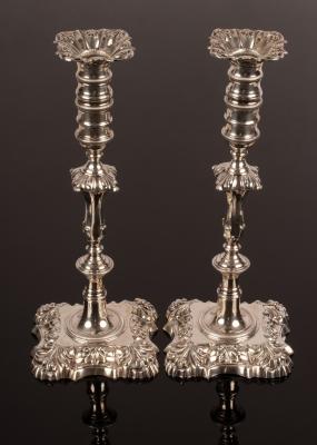 Appraisal: A pair of late Victorian silver candlesticks of th Century