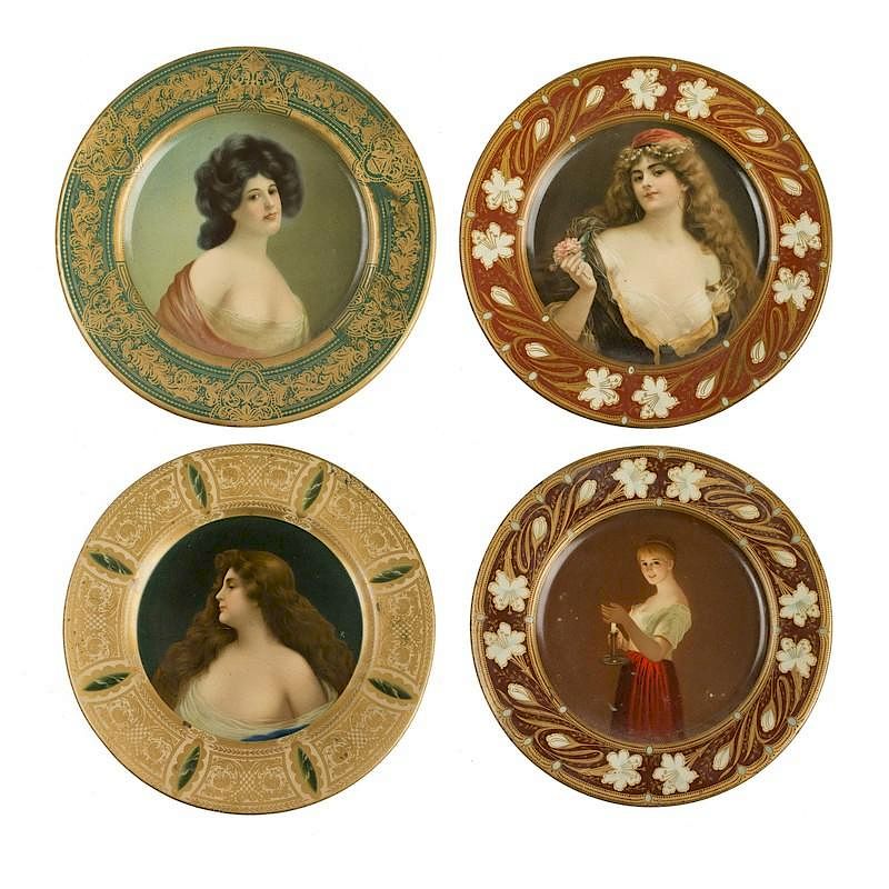 Appraisal: Vienna Art Tin Plates Lot of four Vienna Art tin