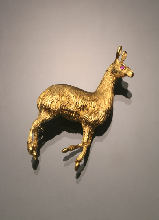 Appraisal: Italian -Karat Yellow-Gold and Ruby Llama Brooch Cartier Together with